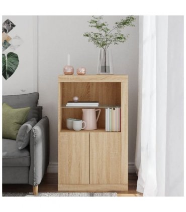 vidaXL Side Cabinet with LED Lights Sonoma Oak Engineered Wood