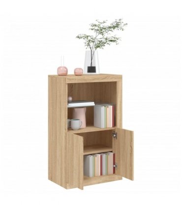 vidaXL Side Cabinet with LED Lights Sonoma Oak Engineered Wood