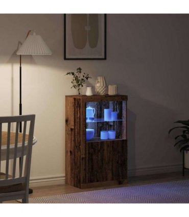 vidaXL LED Sideboard Old Wood 60.5 x 37 x 100 cm Engineered Wood