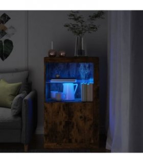 vidaXL Side Cabinet with LED Lights Smoked Oak Engineered Wood