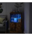 vidaXL Side Cabinet with LED Lights Smoked Oak Engineered Wood