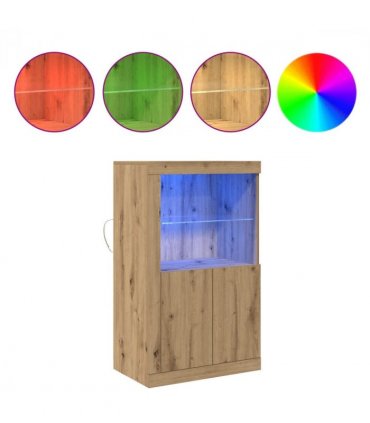vidaXL LED Sideboard Artisan Oak 60.5 x 37 x 100 cm Engineered Wood
