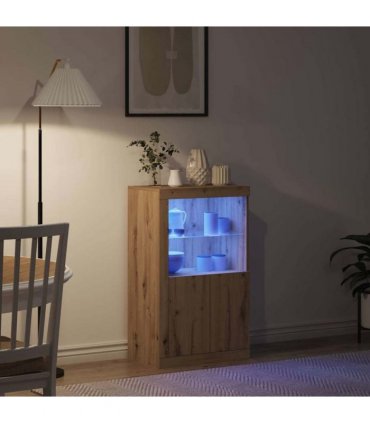 vidaXL LED Sideboard Artisan Oak 60.5 x 37 x 100 cm Engineered Wood