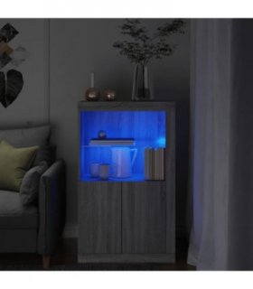 vidaXL Side Cabinet with LED Lights Grey Sonoma Engineered Wood