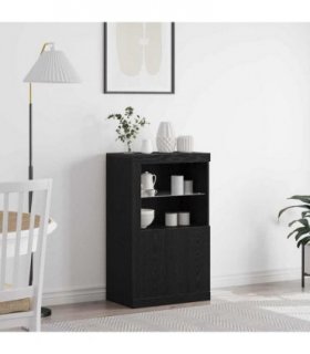 vidaXL LED Sideboard Black Oak 60.5 x 37 x 100 cm Engineered Wood