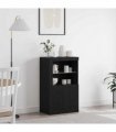 vidaXL LED Sideboard Black Oak 60.5 x 37 x 100 cm Engineered Wood