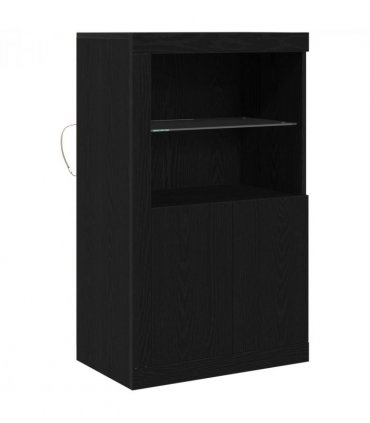 vidaXL LED Sideboard Black Oak 60.5 x 37 x 100 cm Engineered Wood