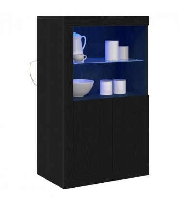 vidaXL LED Sideboard Black Oak 60.5 x 37 x 100 cm Engineered Wood