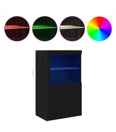 vidaXL LED Sideboard Black Oak 60.5 x 37 x 100 cm Engineered Wood