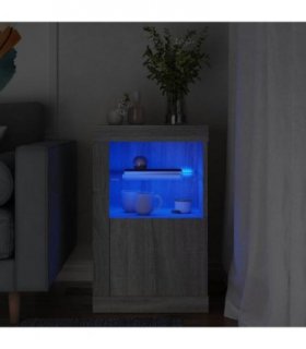 vidaXL Side Cabinet with LED Lights Grey Sonoma Engineered Wood — V0672046971