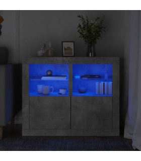 vidaXL Side Cabinets with LED Lights 2 pcs Concrete Grey Engineered Wood