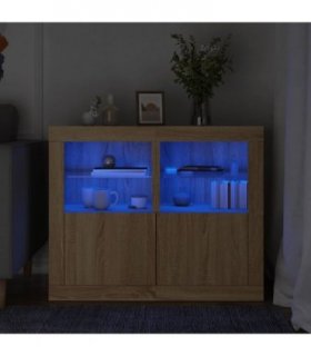 vidaXL Side Cabinets with LED Lights 2 pcs Sonoma Oak Engineered Wood