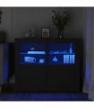 vidaXL Side Cabinets with LED Lights 2 pcs Black Engineered Wood