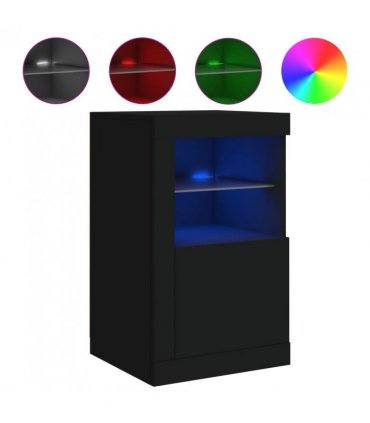 vidaXL Side Cabinets with LED Lights 2 pcs Black Engineered Wood