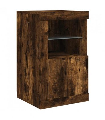 vidaXL Side Cabinet with LED Lights Smoked Oak Engineered Wood — V0672046980