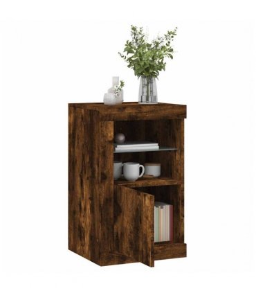 vidaXL Side Cabinet with LED Lights Smoked Oak Engineered Wood — V0672046980