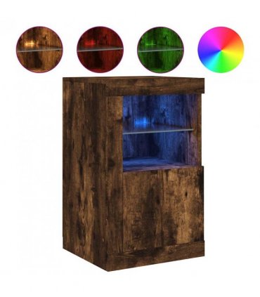 vidaXL Side Cabinet with LED Lights Smoked Oak Engineered Wood — V0672046980