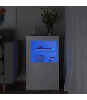 vidaXL Side Cabinet with LED Lights White Engineered Wood — V0672046981