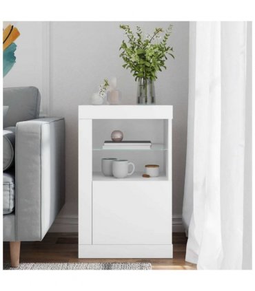vidaXL Side Cabinet with LED Lights White Engineered Wood — V0672046981