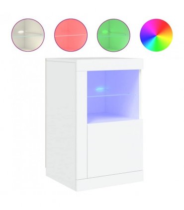 vidaXL Side Cabinet with LED Lights White Engineered Wood — V0672046981