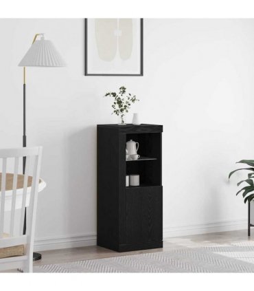 vidaXL LED Sideboard Black 41 x 37 x 100 cm Engineered Wood — Colour: Black oak