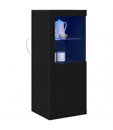 vidaXL LED Sideboard Black 41 x 37 x 100 cm Engineered Wood — Colour: Black oak