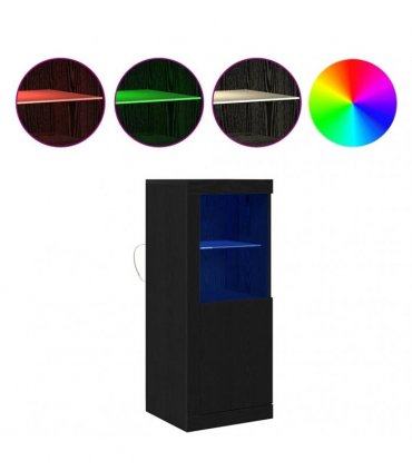 vidaXL LED Sideboard Black 41 x 37 x 100 cm Engineered Wood — Colour: Black oak