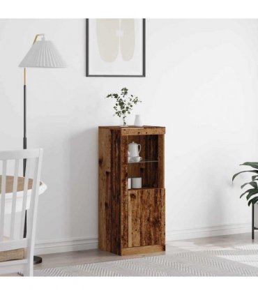vidaXL LED Sideboard Brown 41 x 37 x 100 cm Engineered Wood — Colour: Old wood