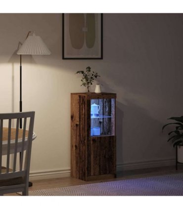 vidaXL LED Sideboard Brown 41 x 37 x 100 cm Engineered Wood — Colour: Old wood