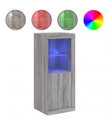 vidaXL Sideboard with LED Lights Grey Sonoma 41x37x100 cm