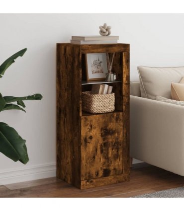 vidaXL Sideboard with LED Lights Smoked Oak 41x37x100 cm