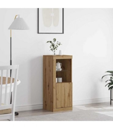 vidaXL LED Sideboard Brown 41 x 37 x 100 cm Engineered Wood — Colour: Artisan oak