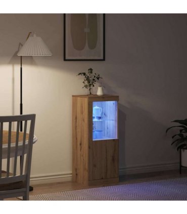 vidaXL LED Sideboard Brown 41 x 37 x 100 cm Engineered Wood — Colour: Artisan oak
