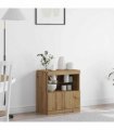 vidaXL LED Sideboard Brown 60.5 x 37 x 67 cm Engineered Wood — Colour: Artisan oak — V0672046991