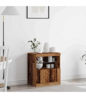 vidaXL LED Sideboard Brown 60.5 x 37 x 67 cm Engineered Wood — Colour: Old wood — V0672046993