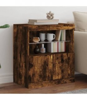 vidaXL Sideboard with LED Lights Smoked Oak 60x37x67 cm
