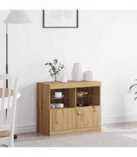vidaXL LED Sideboard Brown 81 x 37 x 66.5 cm Engineered Wood — Colour: Artisan oak