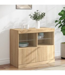 vidaXL Sideboard with LED Lights Sonoma Oak 81x37x67 cm