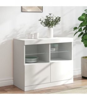 vidaXL Sideboard with LED Lights White 81x37x67 cm