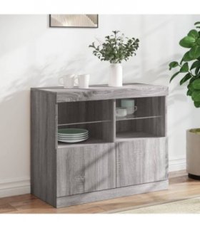 vidaXL Sideboard with LED Lights Grey Sonoma 81x37x67 cm