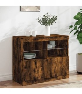 vidaXL Sideboard with LED Lights Smoked Oak 81x37x67 cm