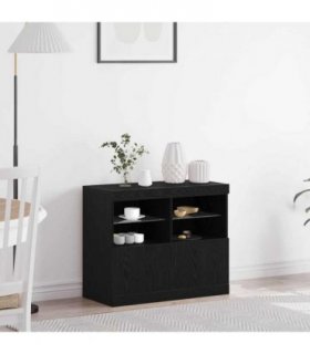 vidaXL LED Sideboard Black 81 x 37 x 66.5 cm Engineered Wood — Colour: Black oak