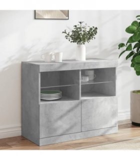 vidaXL Sideboard with LED Lights Concrete Grey 81x37x67 cm