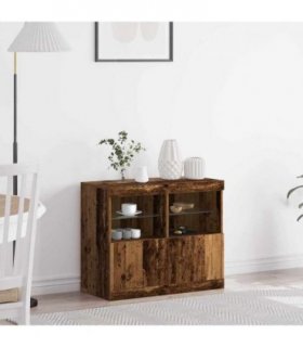 vidaXL LED Sideboard Brown 81 x 37 x 66.5 cm Engineered Wood — Colour: Old wood