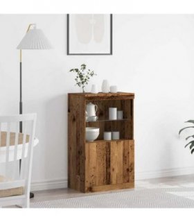 vidaXL LED Sideboard Brown 60 x 37 x 100 cm Engineered Wood — Colour: Old wood