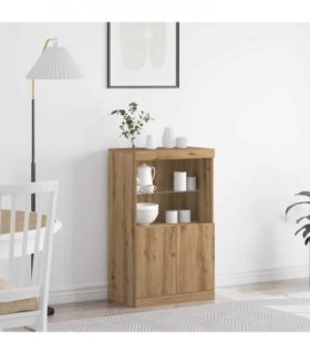 vidaXL LED Sideboard Brown 60 x 37 x 100 cm Engineered Wood — Colour: Artisan oak