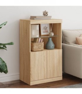 vidaXL Sideboard with LED Lights Sonoma Oak 60.5x37x100 cm