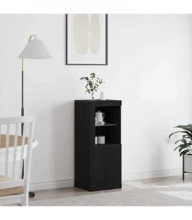 vidaXL LED Sideboard Black Oak 41 x 37 x 100 cm Engineered Wood