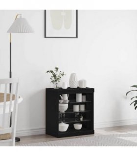 vidaXL LED Sideboard Black Oak 60.5 x 37 x 67 cm Engineered Wood