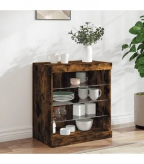 vidaXL Sideboard with LED Lights Smoked Oak 60.5x37x67 cm